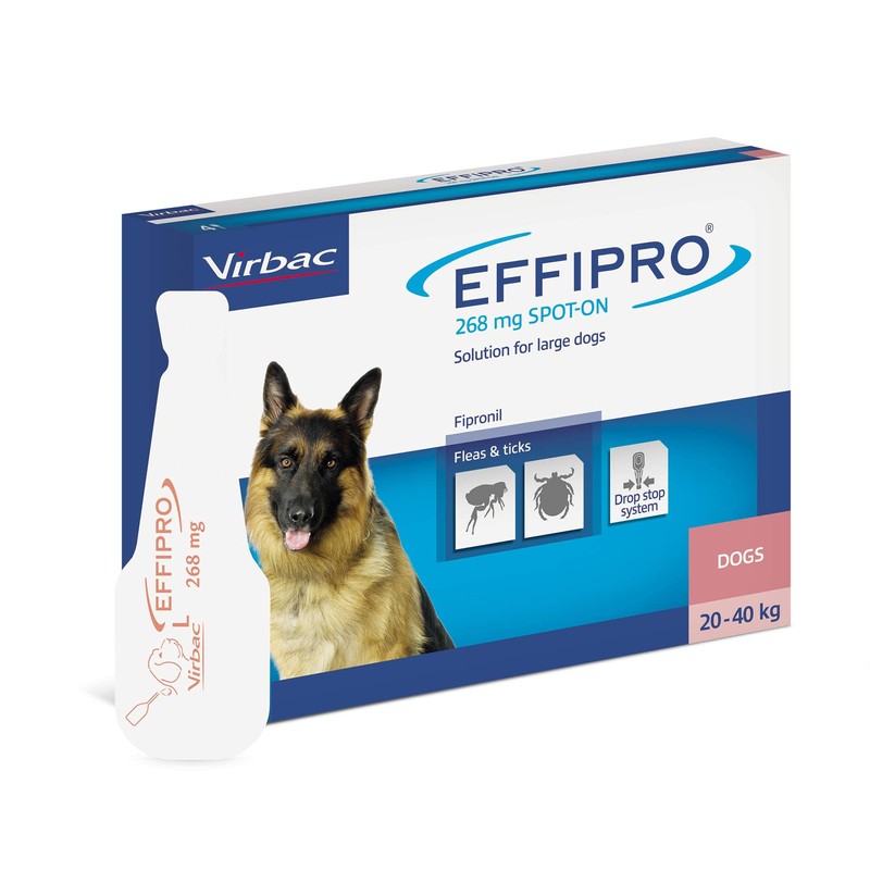 Effipro Spot On for Large Dogs, 20-40kg, 4 Pipettes