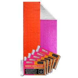 TITAN Survival XL Mylar Survival Blankets 5 Pack 70” x 90” - 90% Heat Retention & Waterproof Design - Emergency Blanket Cold Weather Protection & Survival Kits - Durable Space Blanket for Outdoor Use