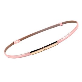 Diyafas Thin Leather Belt with Metal Buckle Women's Dress Decorative Belt Waist Band, pink