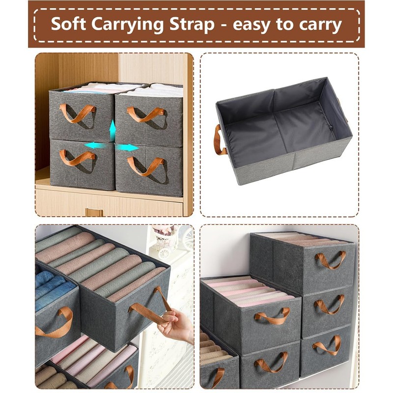 Ruucy 3 Pack Foldable Storage Box, Fabric Boxes with Handles,