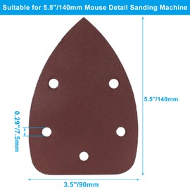 Cjueiom 25 Pcs 150 Grit Mouse Sander Sandpaper, 5 Hole Hook and Loop Sander Pads for 140mm Sanding Machine