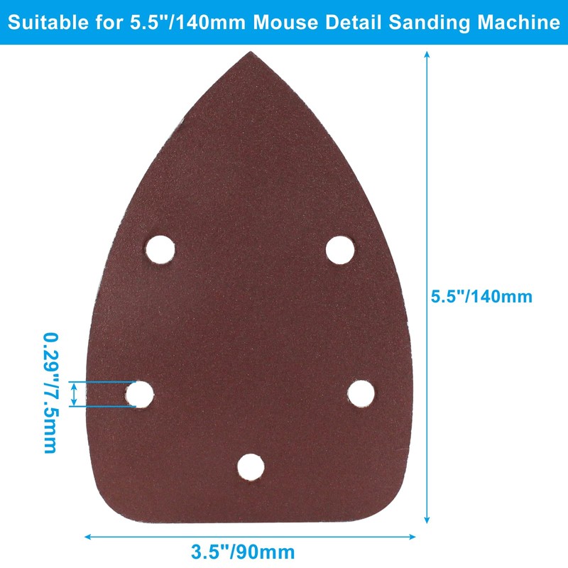 Cjueiom 25 Pcs 150 Grit Mouse Sander Sandpaper, 5 Hole