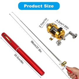 Telescopic Pen Fishing Rod Mini Pocket Collapsible Fishing Pole Kit Reel Combo Set Pen Carbon Fiber Telescopic Fishing Pole with Rotating Reel Combination Portable Fishing Rod Pen for Outdoor Fishing