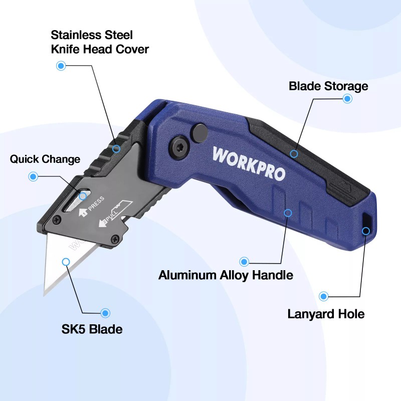 WORKPRO Folding Utility Knife Quick Change Box Cutter Razor Knife