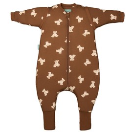 molis&co - Baby Sleeping Bag with Feet, Removable Sleeves and Socks - Baby Sleeping Bag 1 tog - Lightly Padded - 100% Cotton (Oeko-Tex 100), Premium Quality - Teddy Mocha (120 cm)