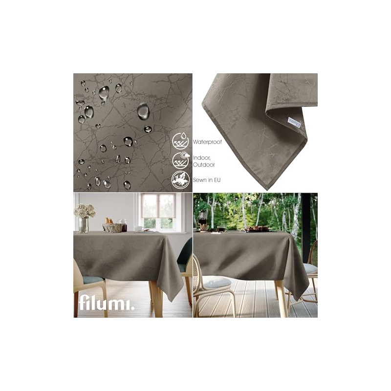Filumi Tablecloth 140 x 280 cm Beige Washable for Indoor