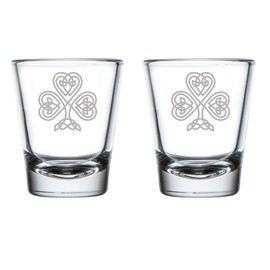 MIP Brand Set of 2 Shot Glasses 1.75oz Shot Glass Celtic Clover Shamrock