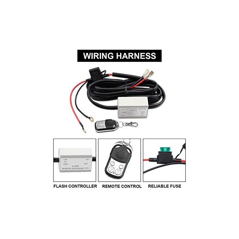 LEADTOPS Heavy Duty LED Light Bar 400Watts Load Wiring Harness