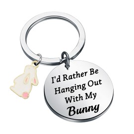 POTIY Rabbit Owner Gift Rabbits Lovers I'd Rather Be Hanging out with My Bunny Animal Lovers Bunny Rabbit Keychain, My Bunny, Small