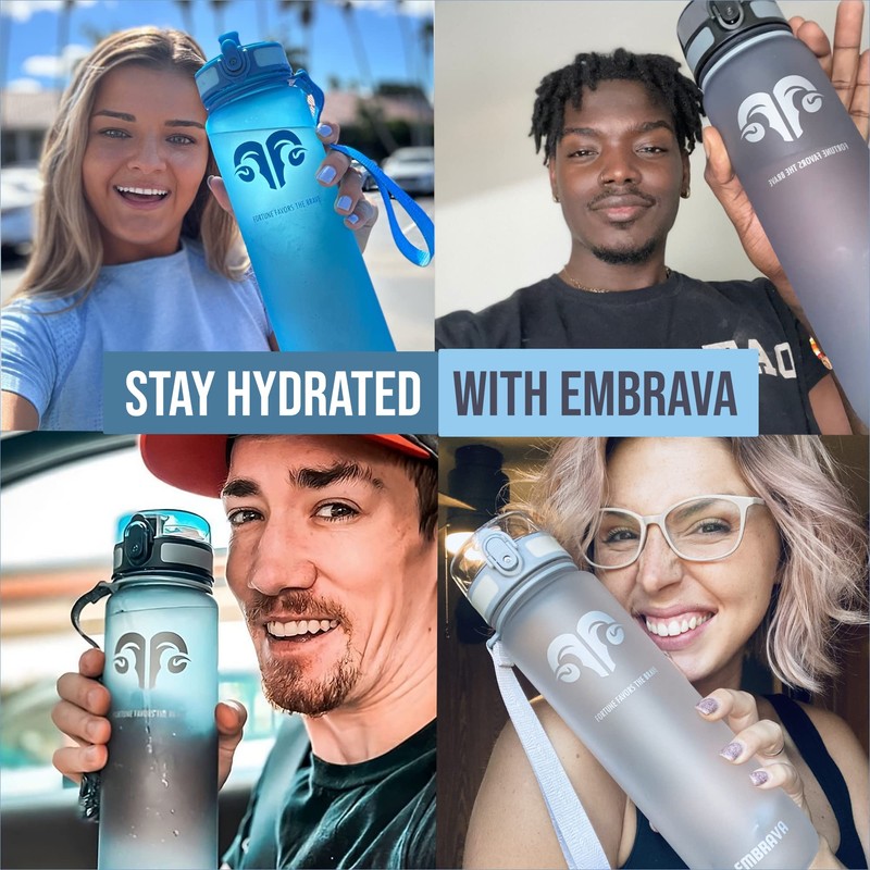 Embrava Best Sports Water Bottle - 32oz - Spill Proof
