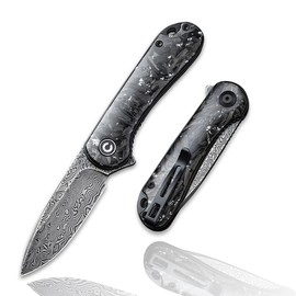 CIVIVI Elementum - Navaja plegable de 7,5 cm para hombre con hoja de damasco de perfil bajo y clip de bolsillo para EDC C907C-DS2