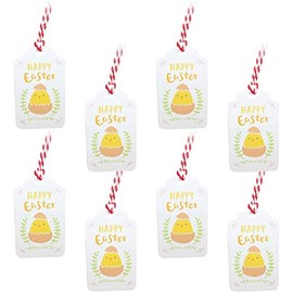 100-Pack Paper Gift Tags Easter Rabbit Craft Hang Tags with Twine for Easter Party Supplies Favors