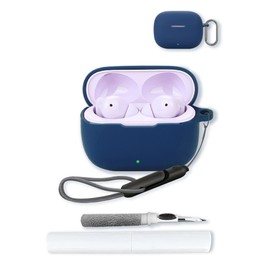 Case for realme Buds T310 Wireless Earbuds,Soft Protective,Shockproof, BOVUGAC Silicone Case Cover with Keychain & Cleaning Kit & Lanyard-Blue