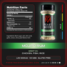 Mojito Rum | Feast Mode Flavors | Low Sodium | No MSG | Gluten Free | Meal Prep Seasoning | Healthy | Great on chicken, fish, rice