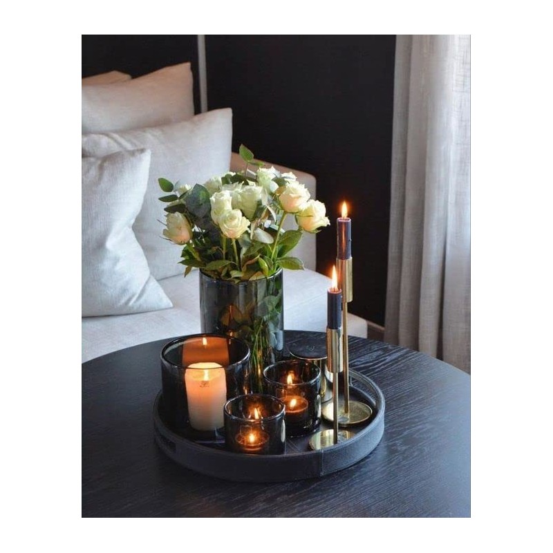 Lobolighting Black Round Decorative Serving Tray, Black Decorative Tray for
