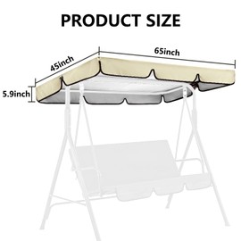 Swing Canopy Replacement for Outdoor Patio Swing Chair 2/3 Seater Waterproof Porch Swing Seat Canopy Cover Garden Hammock Top Cover for Seat Furniture, Canopy only (Navy Blue, 65x45×5.9 Inch)