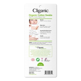 Cliganic Organic Cotton Swabs, 500 Count - 100% Pure Natural Biodegradable Cotton, Chlorine-Free Hypoallergenic, Soft, Gentle & Absorbent Buds