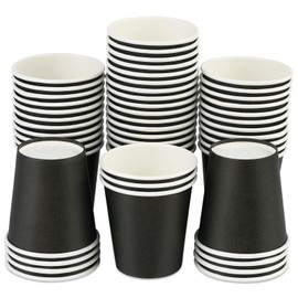 Wuadua 50 Pack 3 oz Black Espresso Paper Cups - Sturdy and Leak-Proof for Parties, Events, Office, Home Use Disposable Mouthwash Cups - Ideal for Hot/Cold Drinks, Smooth Rim Design, Eco-Friendly