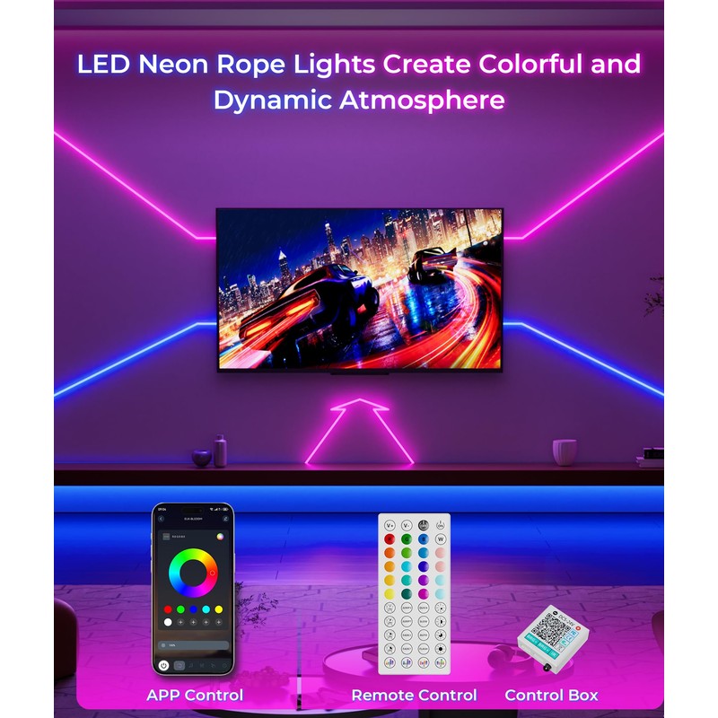 DeckTok 100FT Led Neon Rope Lights Strip - Flexible Led