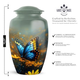 YATHABHISA Butterfly Urns for Ashes, Keepsake Urn Human Ash Container, Funeral & Burial Adult Cremation Remains, Best Memorial & Thoughtful Gift for Men & Women, Combo (1Pc 10 Inch & 2Pcs 3 Inch)