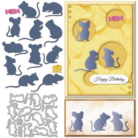 GLOBLELAND Mouse Silhouette Cutting Dies Metal Cheese Candy Die Cuts Rats Mice Animal Cutting Embossing Templates for Scrapbooking Crafts Paper Cards Making