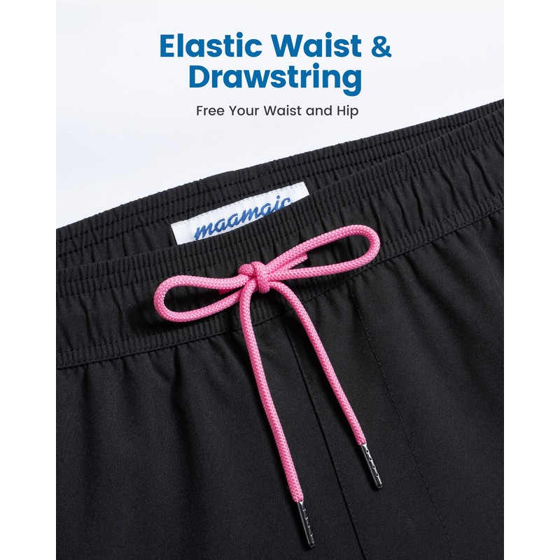 MaaMgic 5" Mens Swim Shorts with Compression Liner 4-Way Stretch