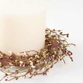 Artificial Coffee Bean Pip Berry Wreath with Rusty Stars – Fall Rustic Berry Wreath Ring for Farmhouse Home Decor, Entryway Doors or Centerpiece Decorations (Size: 12" diam)