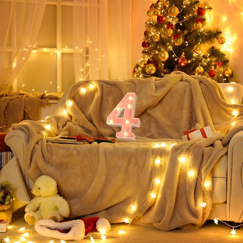 Light Up Number,Two Pink Glitter Number 40 Signs, Night Lights,