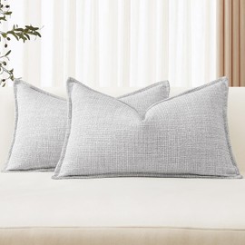 Artscope Set of 2 Cushion Covers, Plain Throw Cushion Cover, Linen Cushion Cover, 40 x 60 cm, Modern Cushion Cover, Decorative Cushion, Sofa Cushion for Living Room, Bedroom, Home Decor, Light Grey