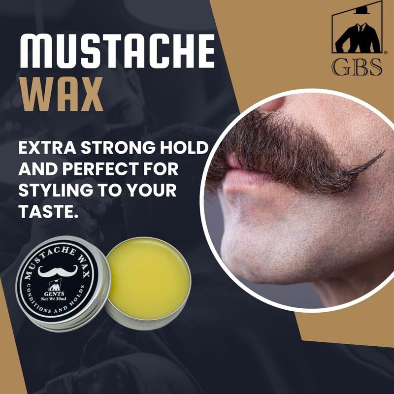 GBS G.B.S Mustache Wax Extra Strong Hold Fragrance Free 1oz