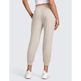CRZ YOGA Cloud Jersey Joggers Sweatpants Women 25" Capri Casual Lounge Pajama Workout Sweat Pants with Pockets Mojave Tan Medium