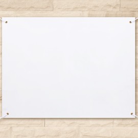 Zonon Large Banners and Signs Blank Banner Polyester Oxford Cloth Sublimation Banner with Hanging Rope for Indoor Wall Outdoor Easy Hang Signs DIY Banner Sign for Business (White,4 x 3 Feet)