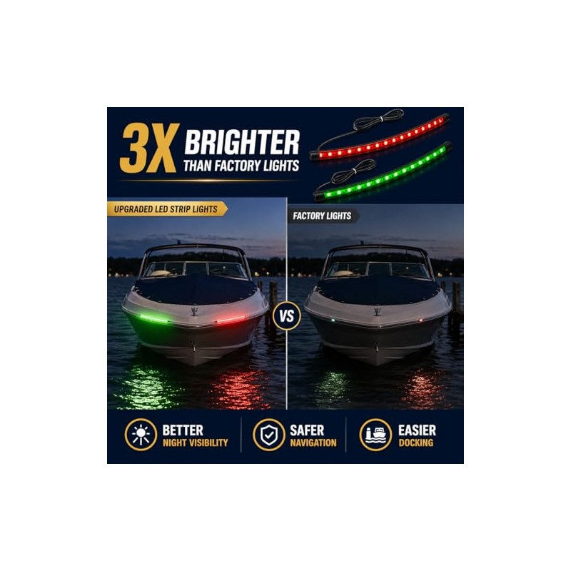 LED Navigation Lights - Bright Green & Red Bow Lights