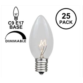 NOVELTY LIGHTS 25 PCS C9 7 WATT LONG LIFE BULBS CLEAR TRANSPARENT NEW