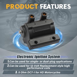 ATVMaster Ignition Coils System DC7-1 Coil Kit Compatible with Harley-Davidson Sportster 1000 1972-1985, Harley-Davidson Sportster 883 1970-1971, Harley-Davidson Sportster 1957-1971
