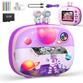 Usteetic Kids Instant Printing Camera with Print Papers2.4 inch 1080P LCD Screen Dual Camera Toddler Camera - P83 (Purple)