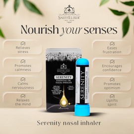 Serenity Nasal Inhaler Stick for Essential Oils, Anxiety Aromatherapy Inhaler Stick, Essential Oil for Stress, Calm, Boosts Mood, Portable Aromatherapy Inhalers Ylang Ylang, Mandarin, Nasal Inhalers