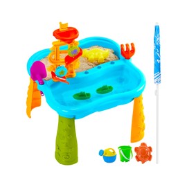VEVOR Sand and Water Table for Toddlers, Kids Activity Sensory Table, Outdoor Sand Water Playset with 11PCS Toy Accessories & Umbrella, Summer Water Activity Table for 3+ Years Boys Girls, Ideal Gift