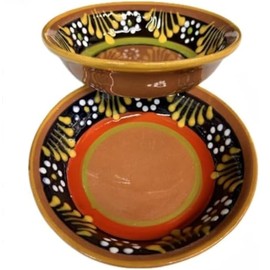 Set of 2 Made in Mexico Plato Pozolero Soup Cereal Bowl 8"X2" Grande Large Mexican Deep Dish Dinner/Salad Clay Barro Plates