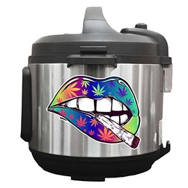 Mary Jane's Lipstick Pot Leaf Patterned - 7 inch Vinyl Decals for Instant Pot Appliances