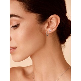 Cat Earrings for Women Sterling Silver Simulated CZ Birthstone Stud Cubic Zirconia Earrings