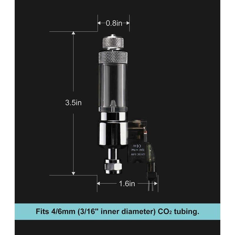 Clscea CO2 Bubble Counter with Solenoid Valve and Check Valve