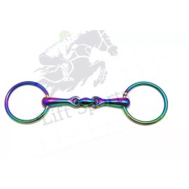 Lift Sports Rainbow Multi Color Loose Ring Snaffle with Lozenge Fat Horse Bit Stainless - 6 Inch
