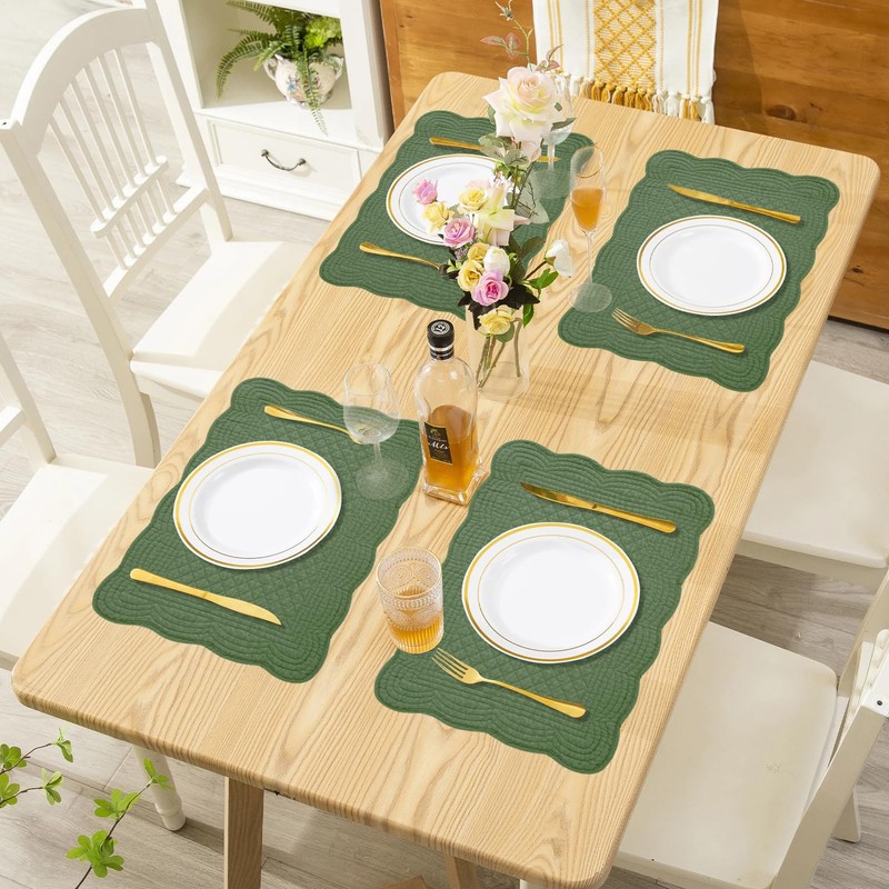 MABOZOO 100% Cotton Quilted Placemats Set of 6,Washable Cloth Table