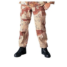 Camouflage Military BDU Pants, Army Cargo Fatigues (Desert Six Color Camouflage, Size X-Large)