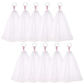 popluxy Frothing Net Soap Net Facial Cleaning Net Soap Net with Hanging Ring Set of 10