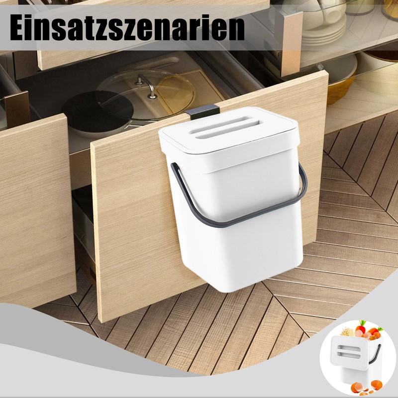 Hanging Trash Bin, 3L Hanging Bin for Worktop, 16.1 x