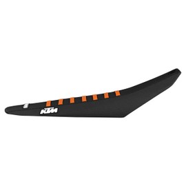 Enjoy Mfg Seat Cover - Compatible with KTM 2023 SX-SXF 125-450 Logo #352 (All Black/Orange Ribs)