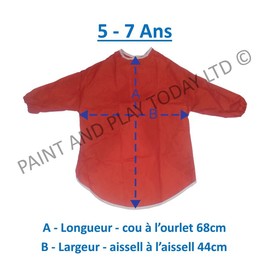 Childrens Kids Toddler Waterproof Play Apron - Age 5-7 Years - Painting, Baking, Cooking, Smock - Red