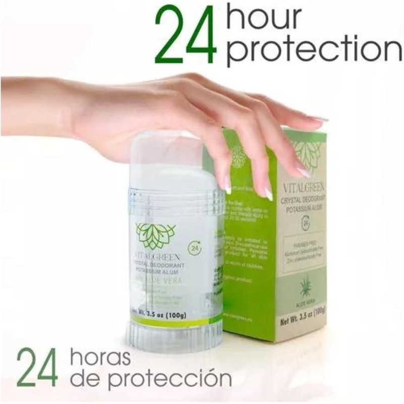 2 Pack Desodorante Cristal Alumbre Con Aloe Vera 100g Vital